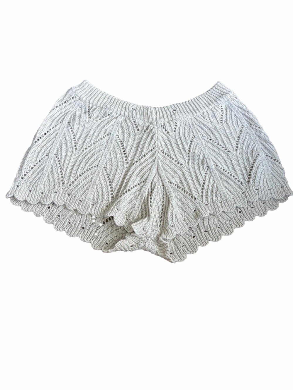 Knit Cream Lace Pattern Pajama Shorts